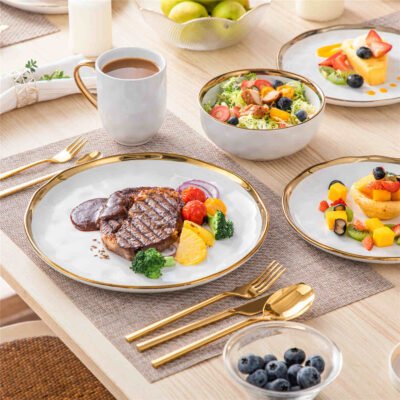 Bosenliving Gold Trim 16 Piece Dinnerware Set