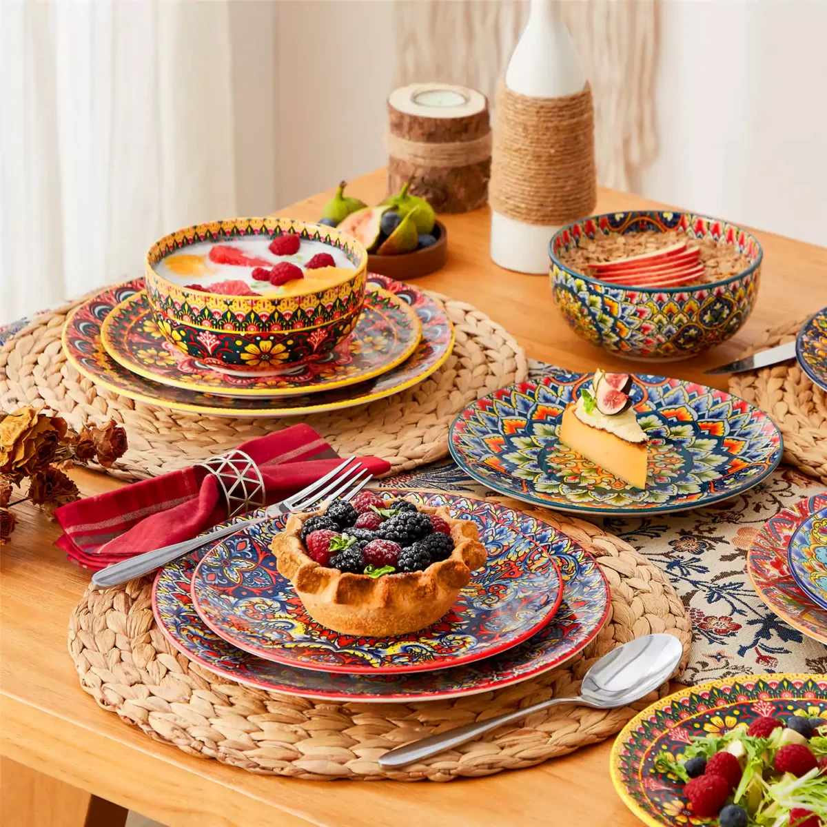 Lumi 18 Piece Dinnerware Set with Double-Sided Bowls