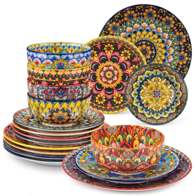 Lumi 18 Piece Dinnerware Set with Double-Sided Bowls