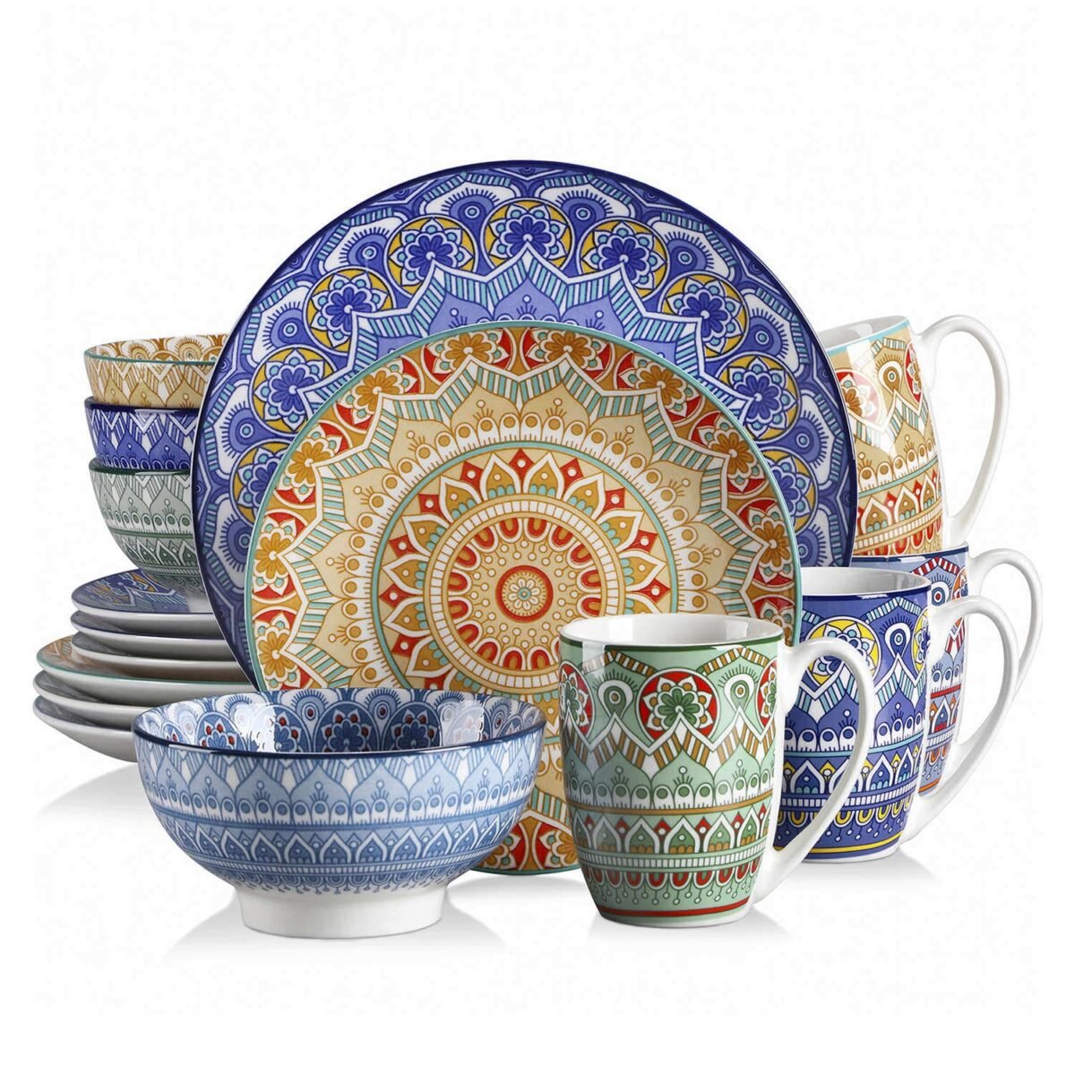 VC-MANDALA-M-SL-1 Mandala 16 Piece Dinnerware Set