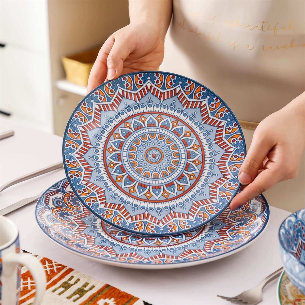 VC-MANDALA-M-SL-4 Mandala 16 Piece Dinnerware Set