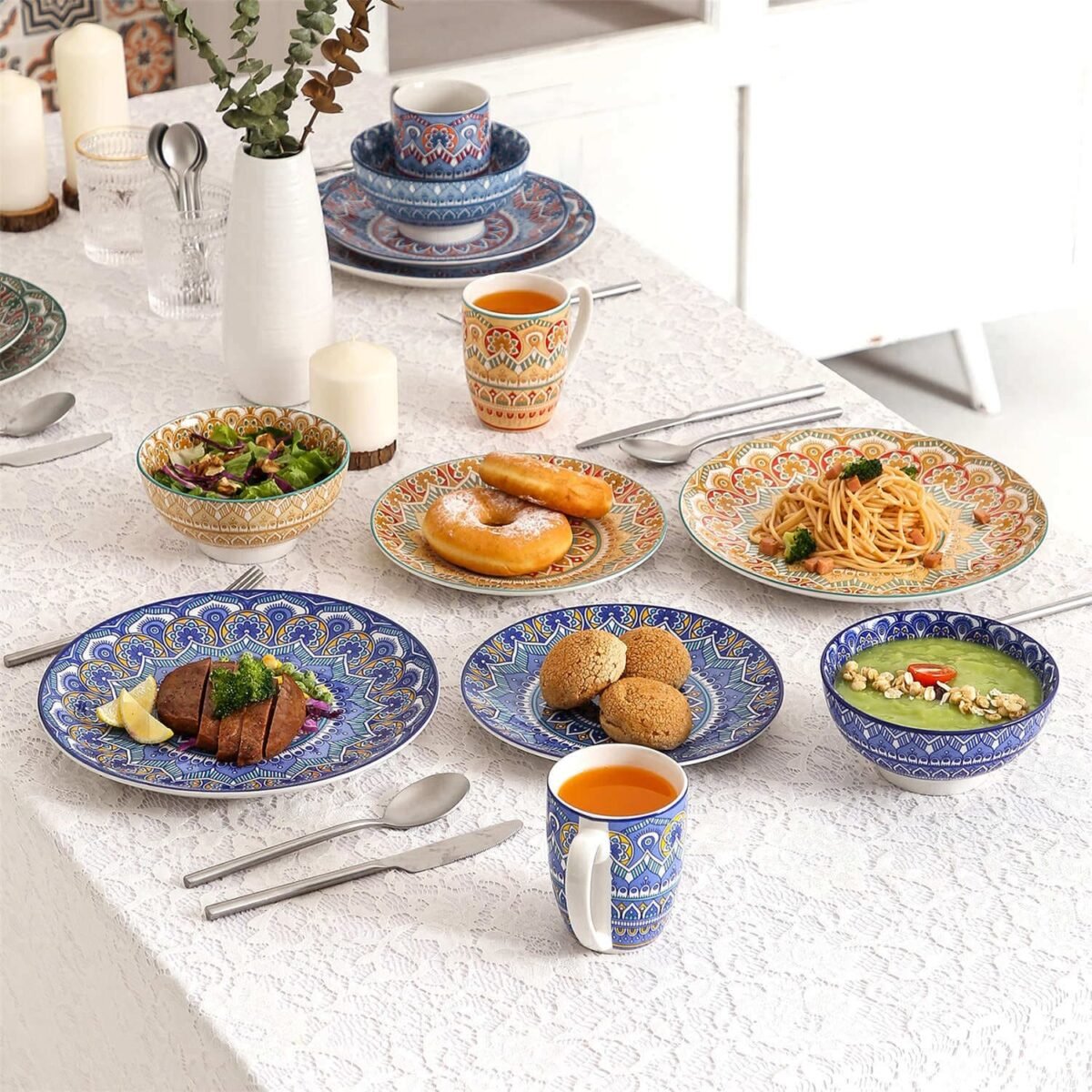 VC-MANDALA-M-SL-5 Mandala 16 Piece Dinnerware Set