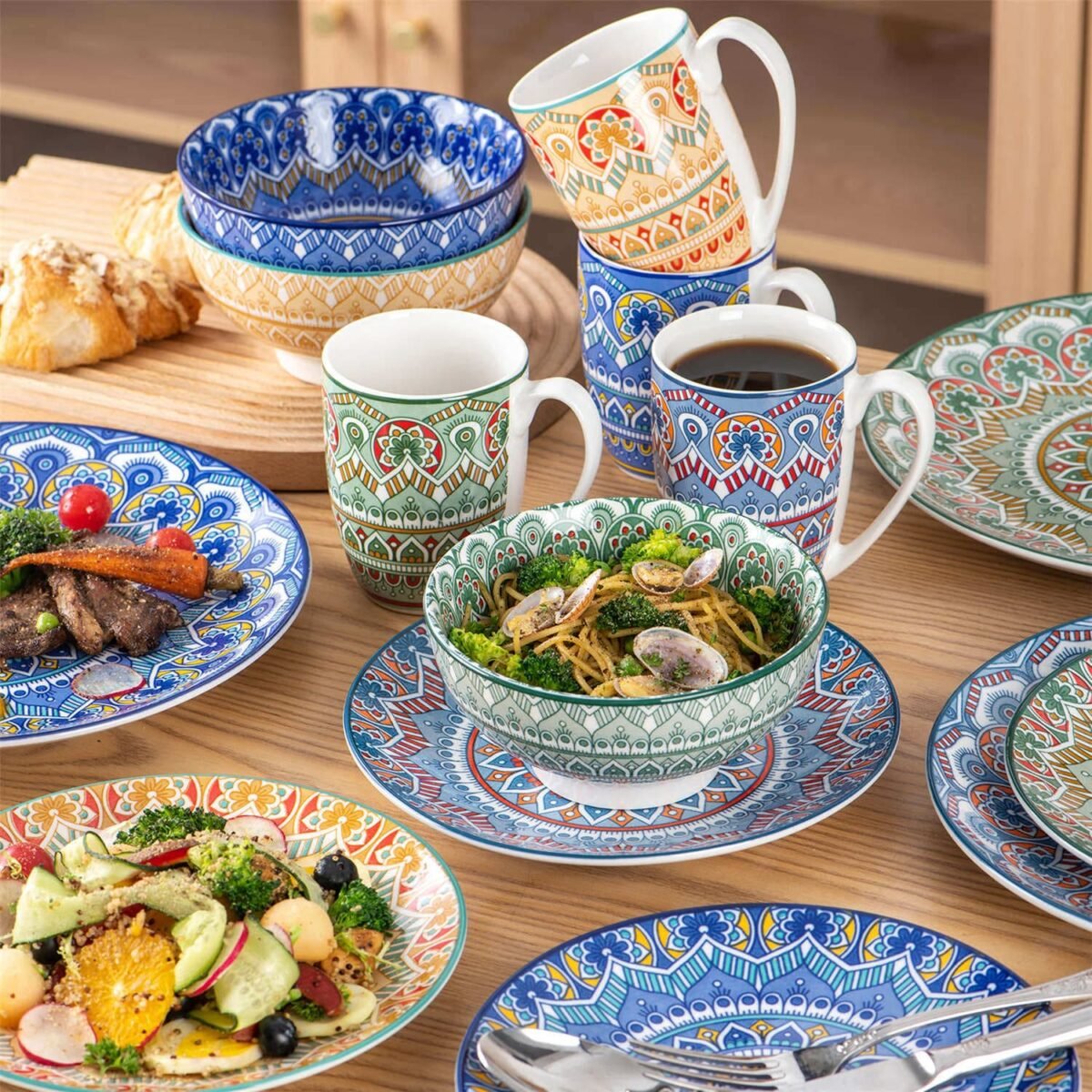 VC-MANDALA-M-SL-7 Mandala 16 Piece Dinnerware Set