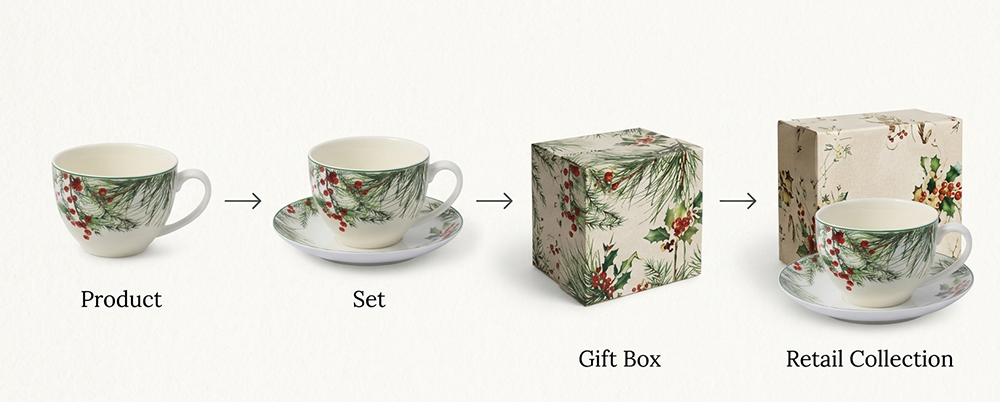 a cup and saucer with 2 gift box from Seasonal Tableware